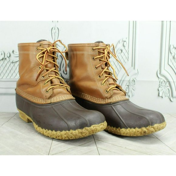 LL Bean Brown Leather Insulated Waterproof Ankle Duck Boots Size 10 M - Picture 3 of 10